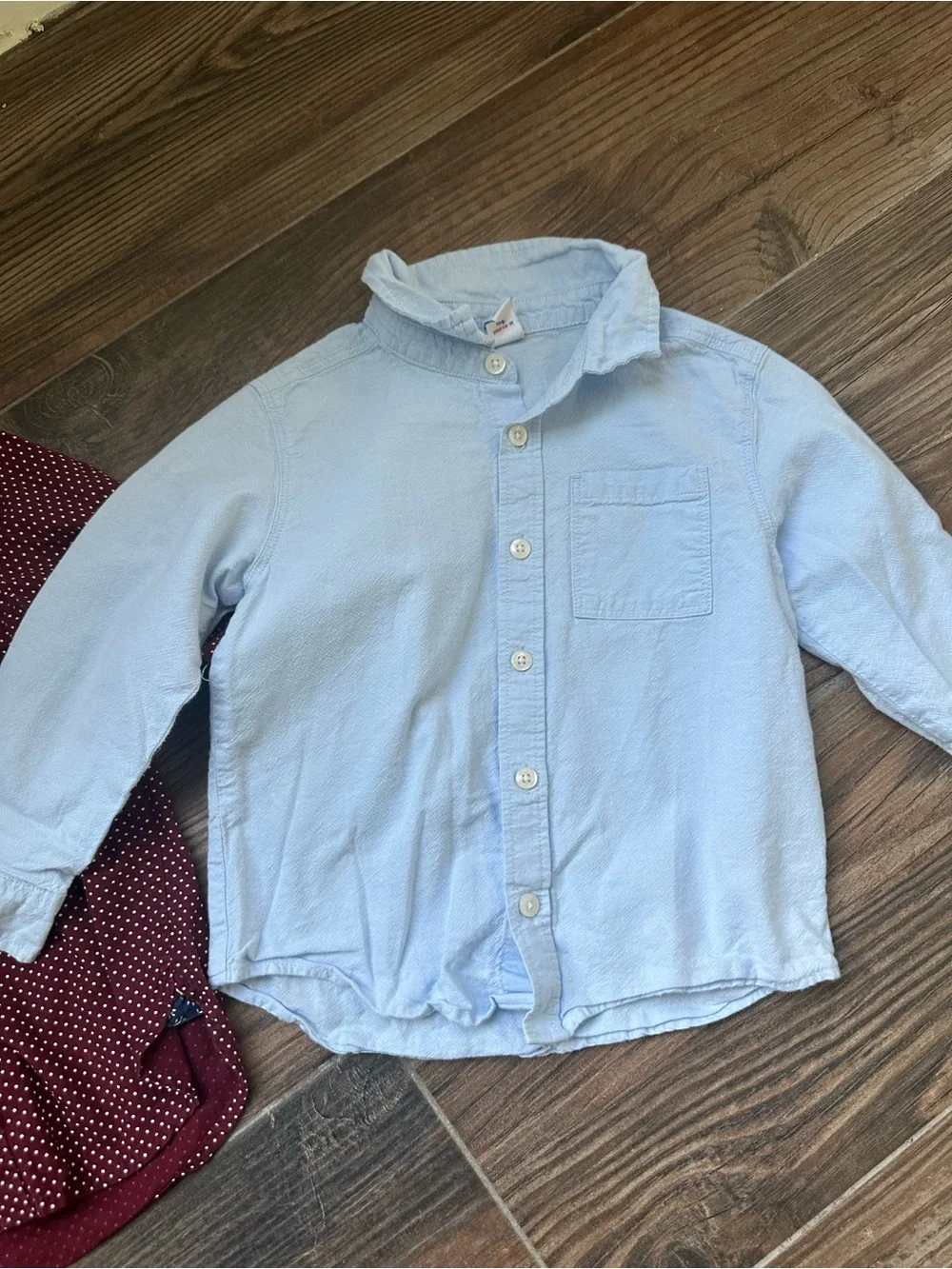 Polka Dot Polo Boys 4t Burgundy Button-Up Shirt & Light Blue Oxford Shirt